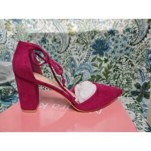 Allegra K Hot Pink Heels Block Ankle Tie Pointed Pumps US 10, 8.5, 10.5